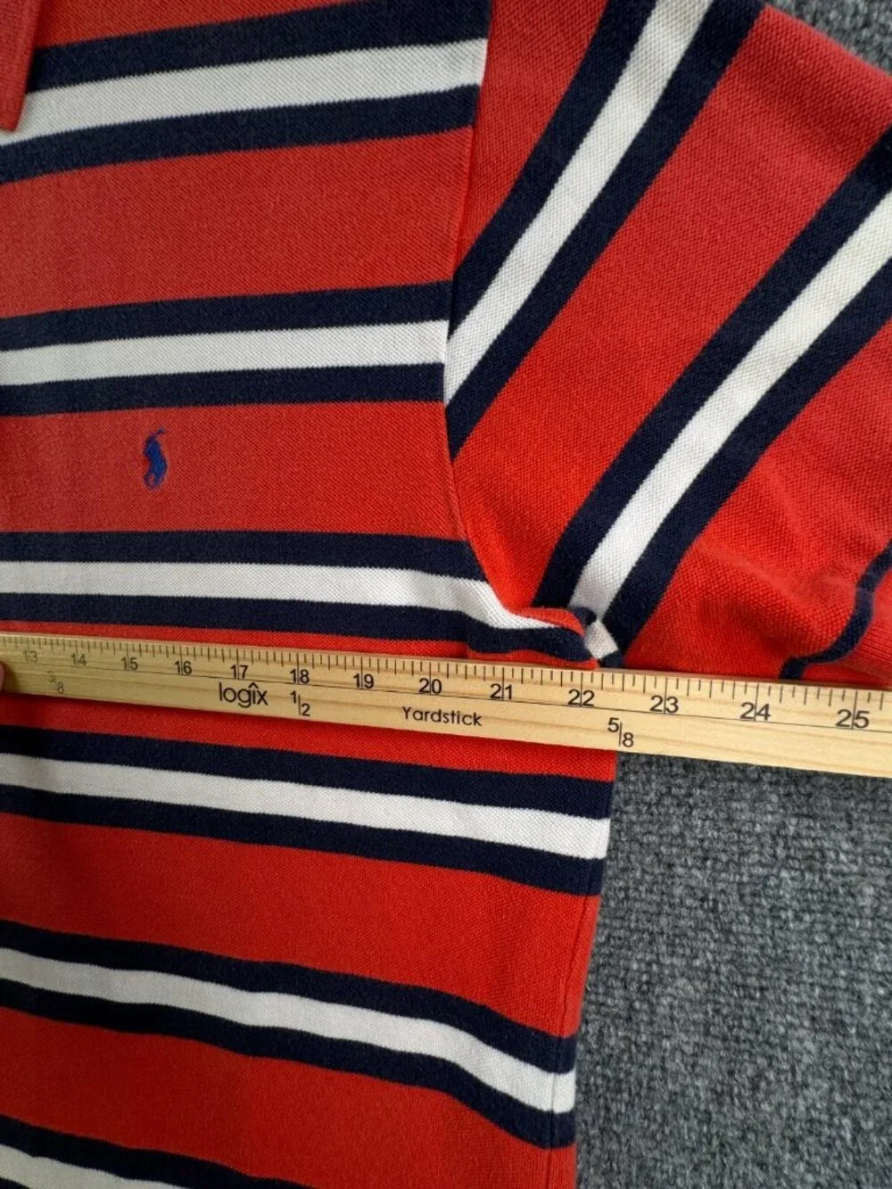 Polo Ralph Lauren Striped Short Sleeve Polo Shirt XL Knit Orange Blue Adult Men